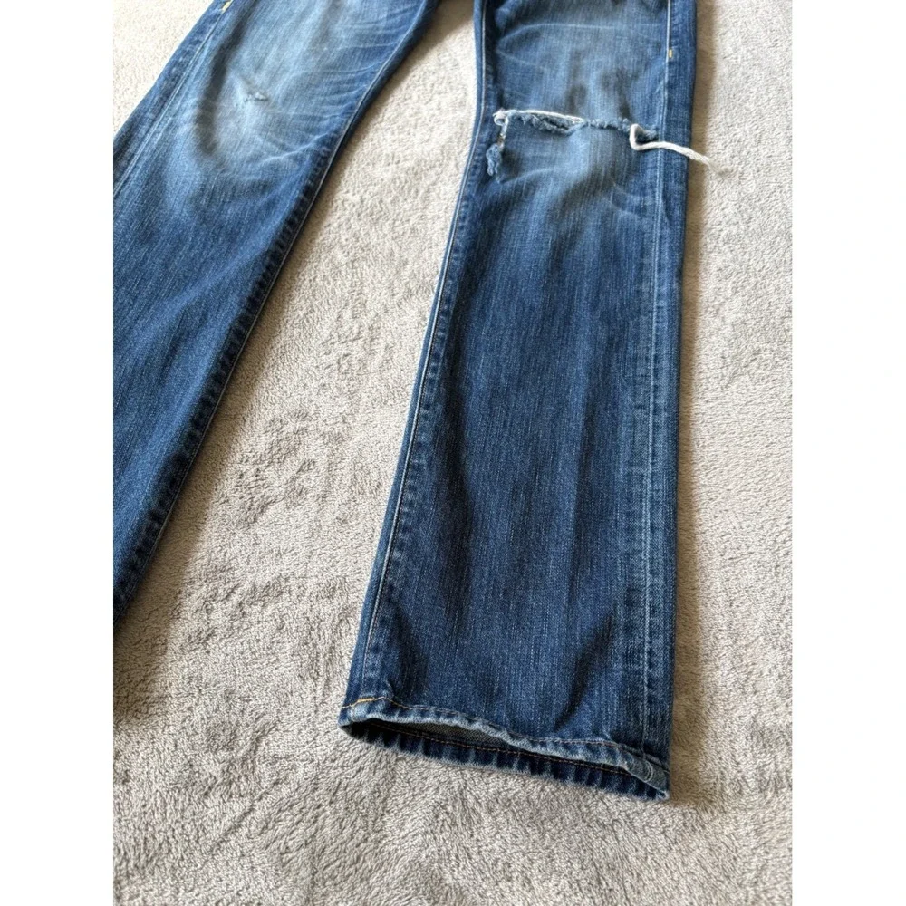 True Religion Mens Rocco Slim Jeans 28 x 32.5 Blue Distressed USA Y2K Skinny